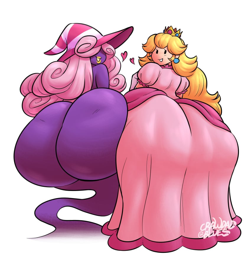 2girls ass ass_bigger_than_body ass_bigger_than_head ass_bigger_than_torso ass_focus ass_to_ass big_butt blonde_hair bottom_heavy bubble_ass bubble_butt clothed clothing crawdadblues dress fat_ass female female_only full_of_gas high_heels huge_ass huge_butt hyper hyper_ass large_ass large_butt looking_at_viewer looking_back looking_back_at_viewer mario_(series) multiple_girls nintendo nude paper_mario paper_mario:_the_thousand-year_door paper_peach pink_dress pink_hair princess princess_peach purple_body seductive seductive_female seductive_look seductive_smile simple_background smelly_ass smile smiling_at_viewer standing tagme teasing thick_ass vivian_(paper_mario) white_background