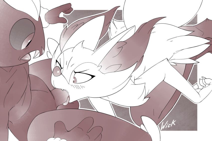 1boy 1girls angry angry_sex anthro anthro_on_anthro blush braixen claws domination duo ear_tuft fangs fellatio female_pokemon fur furry lopunny male male/ambiguous male/female male_lopunny male_pokemon male_pokemon/female_pokemon monochrome multicolored_fur nintendo nude oral penile pokémon_(species) pokemon pokemon_(species) sex siden signature surprise tongue tuft video_games wick_(artist)