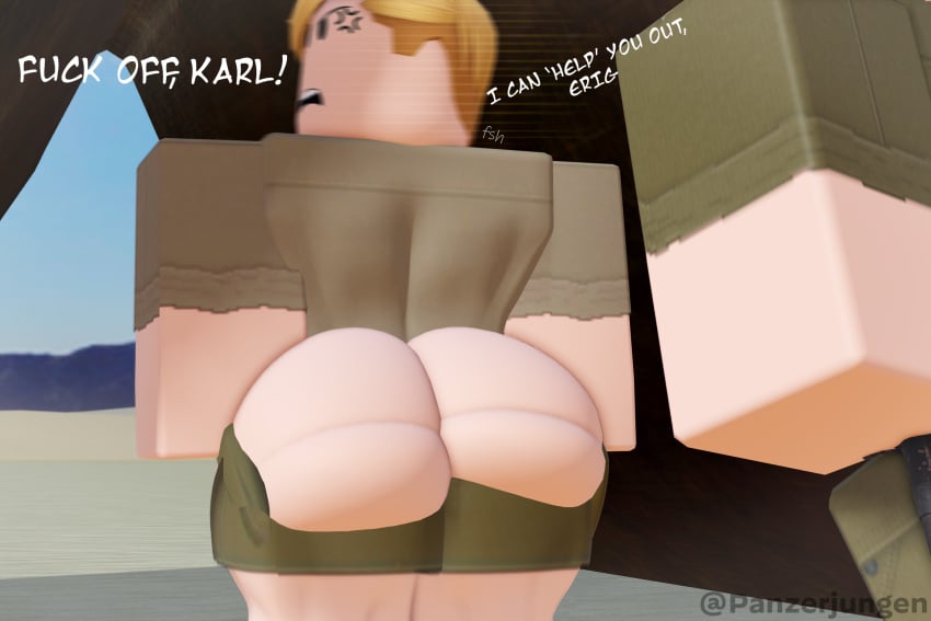 2024 2boys 3d anger_vein angry big_ass blonde_hair bottomless bubble_butt cellulite clothed comic_panel curvy dat_ass dialogue english_text erich_kraus fat_ass femboy gay huge_ass karl_hartmann male/male massive_ass military military_uniform motion_blur motion_lines nude open_mouth outside panzerjungen roblox robloxian struggling_to_fit tagme tent thick_ass thick_thighs tight_clothing tight_fit twitter_username voluptuous