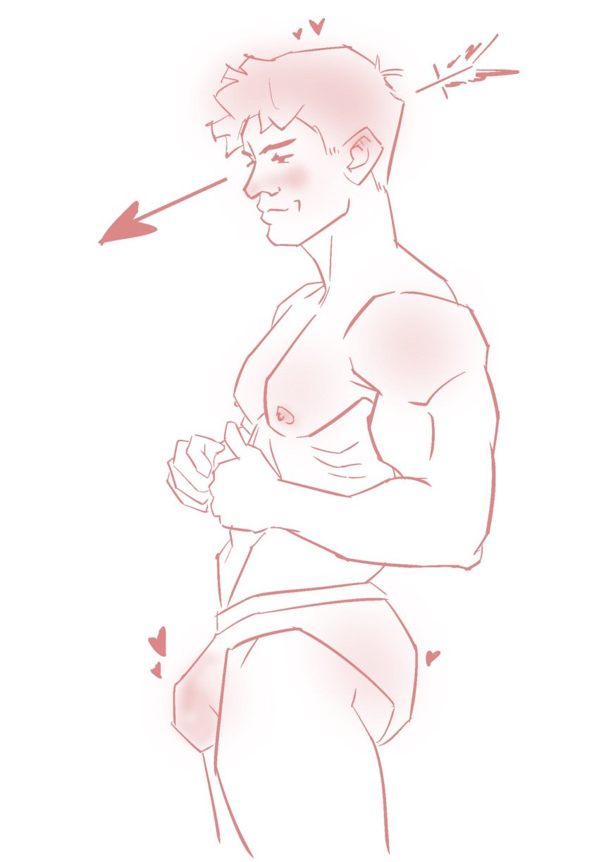 arrow bulge gaypiscesboo male male_only muscles muscular muscular_male shirtless_male sketch underwear underwear_only