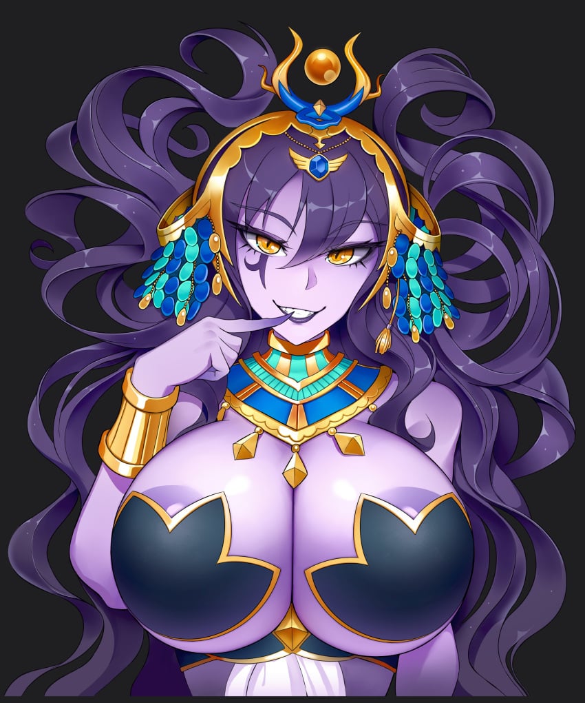 1girls amber_eyes arm_band armwear big_breasts black_background boob_mousepad boobs_bigger_than_head breasts breasts_bigger_than_head color colored cuffs egyptian face_tattoo female female_focus female_only indie_virtual_youtuber jewelry krokobyaka lamia large_boobs large_breasts large_tits long_hair looking_at_viewer nipple_slip nipples nipslip oppai_mouse_pad purple_body purple_hair purple_lips purple_lipstick purple_skin snake_girl tits_bigger_than_head upper_body vexoria_the_sun_eater virtual_youtuber vtuber wrist_cuffs wristband yellow_eyes