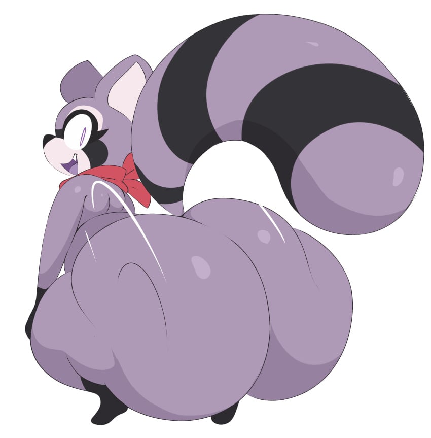 arizonathevixen ass big_ass big_butt bubble_butt indigo_park raccoon raccoon_tail rambley_(indigo_park) thick_ass thick_thighs twerking white_background wide_hips