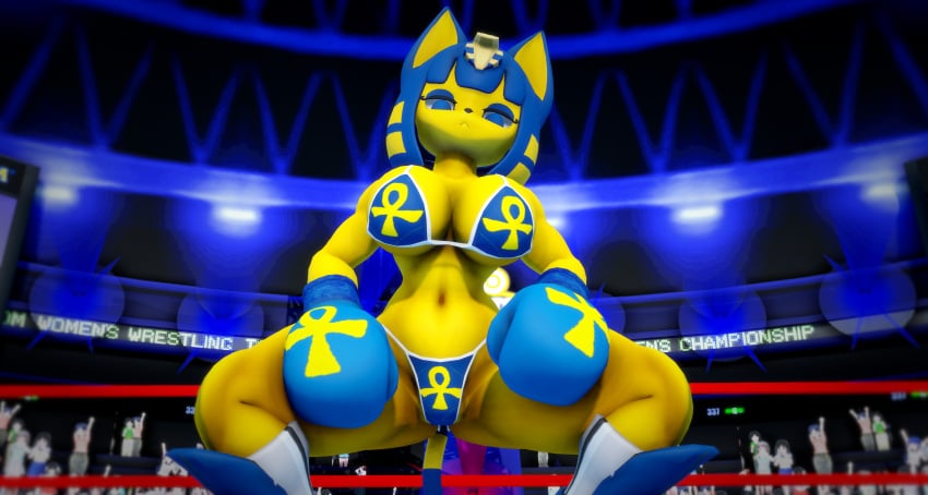 1girls 3d 3d_model animal_crossing ankh ankha ankha_(animal_crossing) ankha_(hazeker) arena big_breasts big_thighs bikini blue_boxing_gloves blue_eyes blue_eyeshadow blue_gloves blue_hair blue_swimsuit boxing boxing_gloves boxing_ring breasts busty busty_female camper222 cleavage curvy defeated domestic_cat dominant_female dominated_male doubutsu_no_mori eyeshadow felid feline female female_dominating_male female_focus female_only fighting_ring furry gloves half-closed_eyes hazeker looking_at_viewer mmd nairu_(doubutsu_no_mori) nintendo pov shinguards solo solo_focus squatting squatting_female swimsuit tail thick thick_hips thick_thighs thighs wide_hips yellow-skinned_female yellow_skin