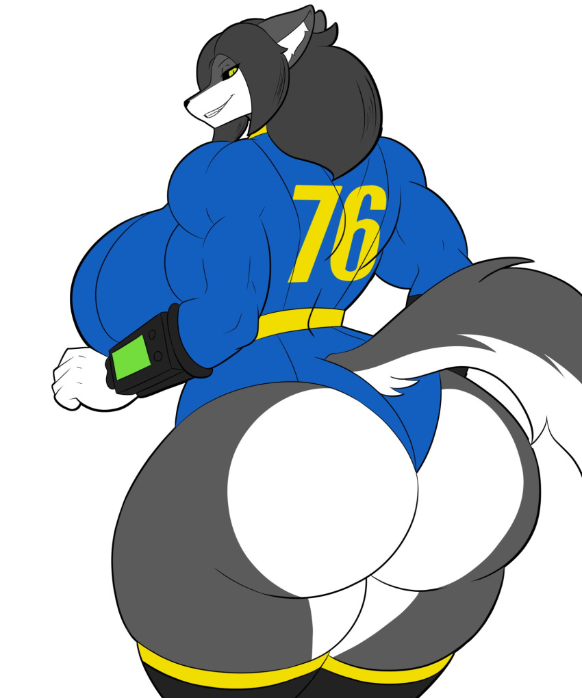 anthro anthro_only big_ass big_breasts breasts bubble_butt canine fallout female furry huge_ass huge_breasts lunarartstudios_(artist) thick_thighs vault_suit wide_hips