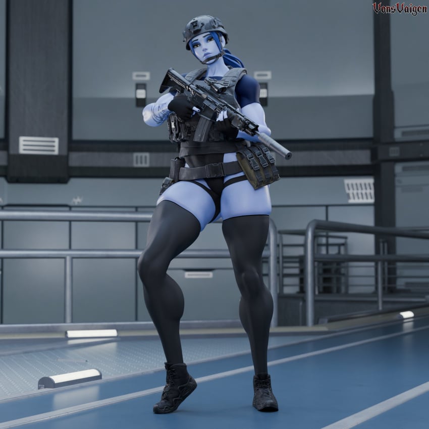 1girls 3d abs amelie_lacroix ass beach big_ass big_breasts blizzard_entertainment breasts female female_only fit fit_female gun looking_at_viewer muscular muscular_female overwatch overwatch_2 purple_skin solo tactical_gear tattoo thick_thighs thong vonsvaigen wide_hips widowmaker yellow_eyes