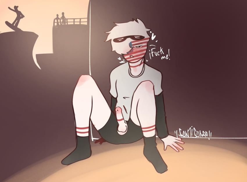 blush countryhumans erection male_only penis_through_fly sitting solo_male united_states_of_america_(countryhumans)