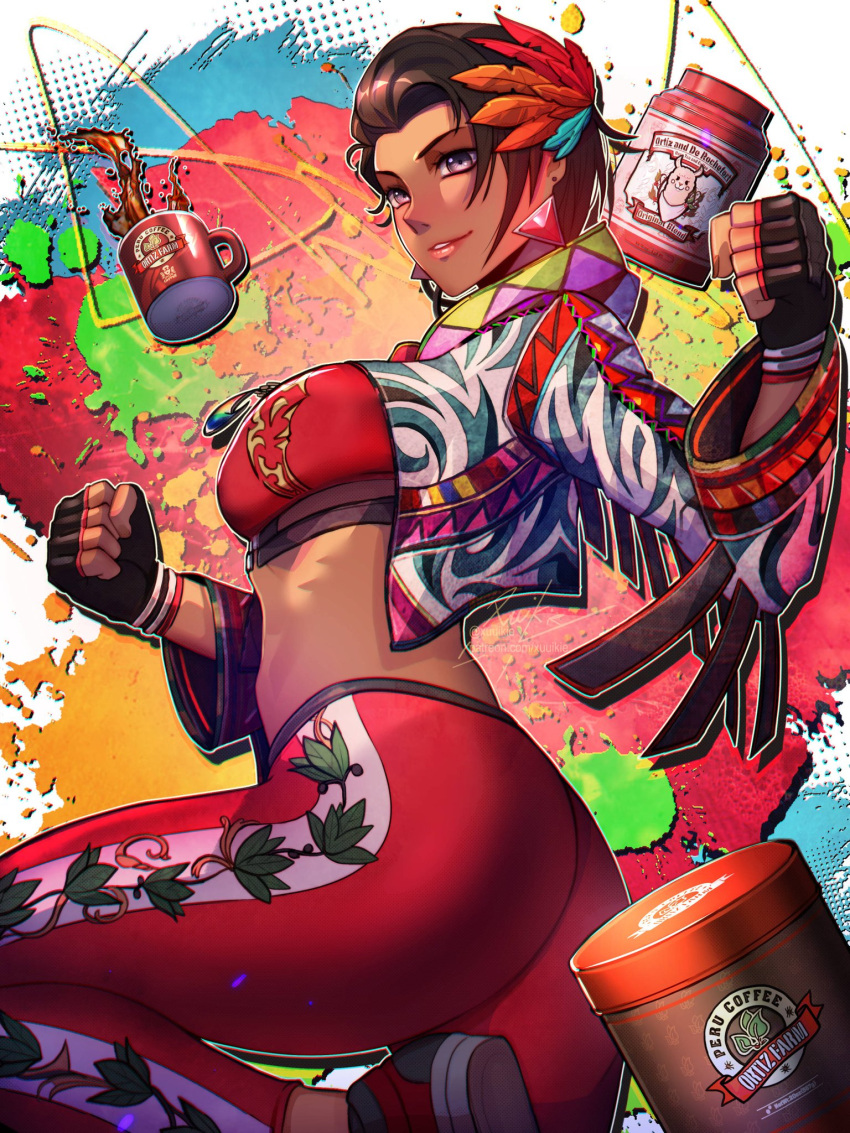 1girls abs athletic_female azucena_milagros_ortiz_castillo big_ass dark-skinned_female female female_only fully_clothed kittymiya looking_at_viewer midriff namco navel peruvian_female safe sfw solo tekken tekken_8 thick_thighs tight_clothing tight_fit tomboy