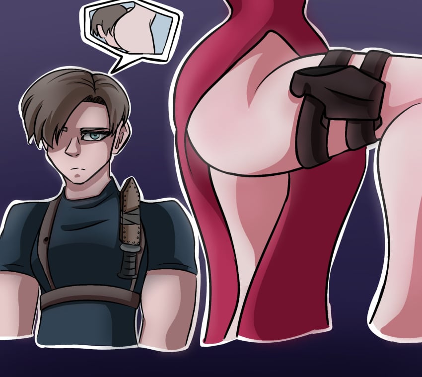 1boy 1girls ada_wong asian asian_female ass big_ass blonde_hair bubble_butt capcom chinese_female female last_u17 leon_scott_kennedy light-skinned_male male resident_evil resident_evil_4 rimjob rimming sex tagme thought_bubble white_male_asian_female wide_hips