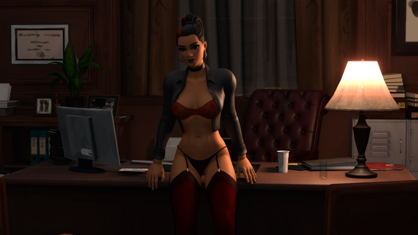 1girls 3d 3d_(artwork) artist_request big_breasts bra choker earrings female female_only fortnite garter_straps hoop_earrings hulk_(series) jennifer_walters jennifer_walters_(fortnite) marvel marvel_comics office office_clothing office_lady open_clothes panties seductive_look solo tagme_(artist)