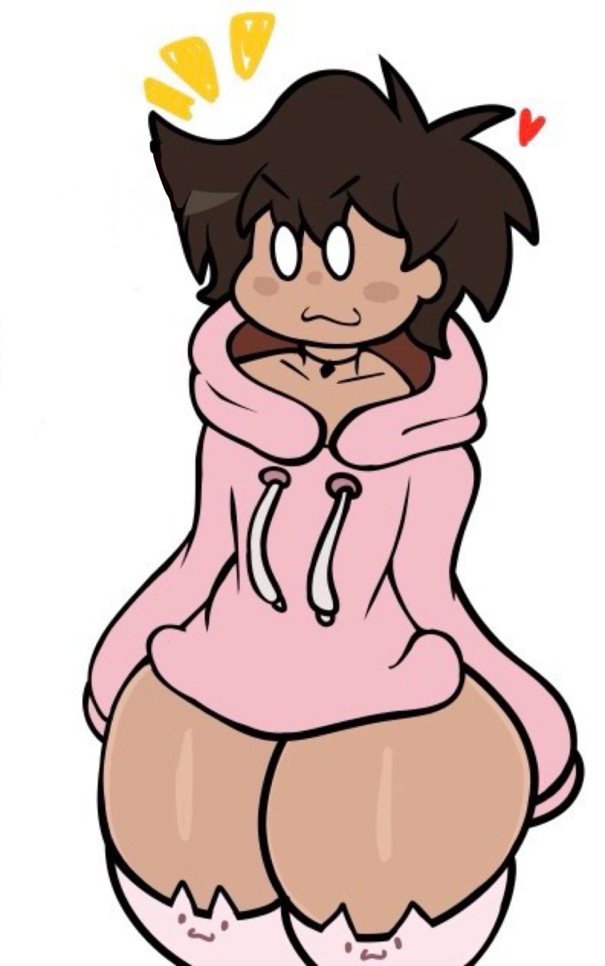 1femboy :3 anime_dork_boyfriend_meme brown_hair brown_skin cat_thighighs choker color_edit colored cropped dark-skinned_femboy edit edited femboy heart_symbol jp20414_(artist) pink_hoodie pink_thighhighs sissy thick_thighs third-party_edit