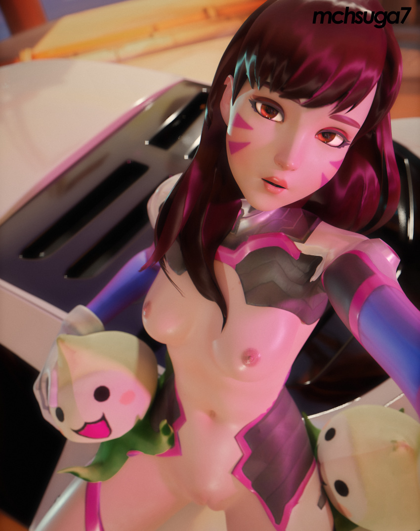 1girls 3d alternate_costume breasts d.va hair long_hair looking_at_viewer mchsuga7 mets3d metssfm overwatch overwatch_2 pachimari pussy suit thighs