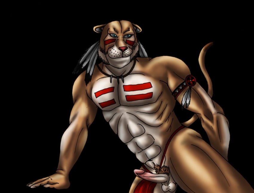 anthro cougar dorilos_ari erection feline male male_only muscles orangina penis solo