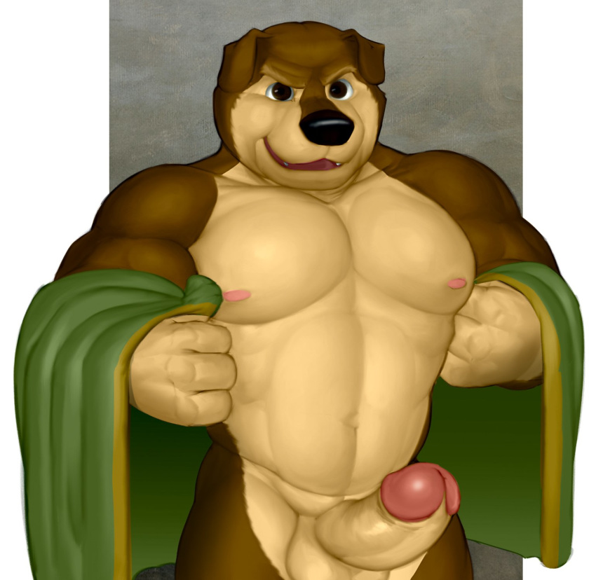 2019 anthro balls biceps black_eyes brown_eyes brown_fur canid canine canis clothing domestic_dog erection fangs fur hi_res humanoid_penis inviting khampa livestock_guardian_dog male male_only mammal molosser mountain_dog multicolored_fur muscular muscular_male nipples nude open_mouth partially_retracted_foreskin pastoral_dog pecs penis presenting rock_dog seyrmo simple_background smile solo tibetan_mountain_dog tongue two_tone_fur uncut