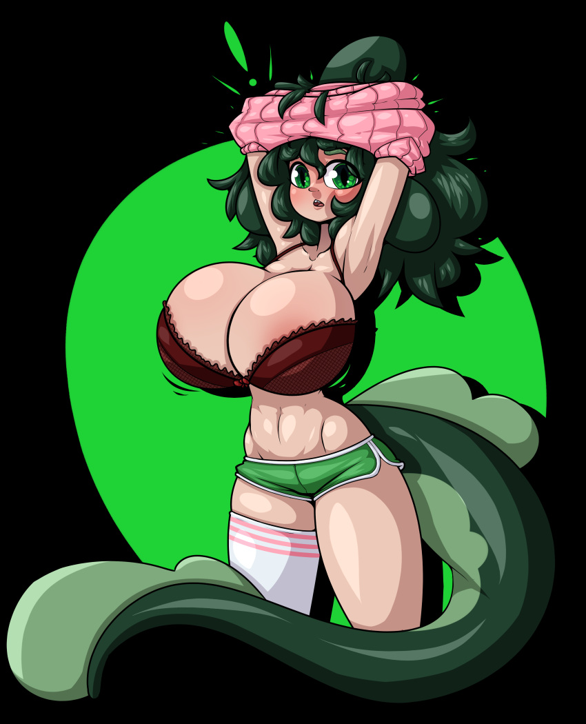 1girls bra breasts cleavage female female_only huge_breasts limebreaker looking_at_viewer monster_girl shark_girl solo tammie_(joeydrawss)