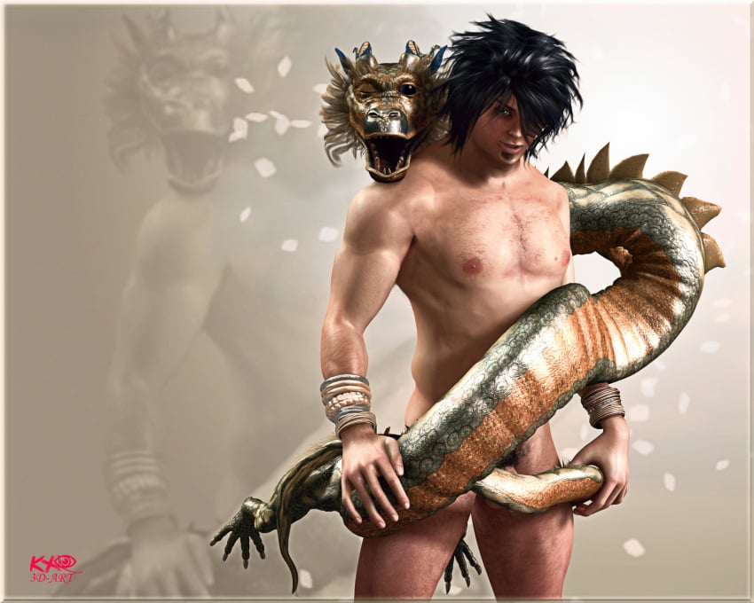 3d cgi chinese_dragon duo eastern_dragon feral human k-raven male penis scalie