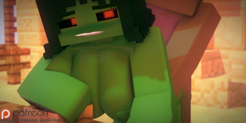 1boy 1girls 3d big_breasts character green_skin gwen_(iamcringe) husk_(minecraft) iamcringe mine-imator minecraft monster monster_girl nude rape red_eyes straight tagme zombie zombie_girl_(minecraft)