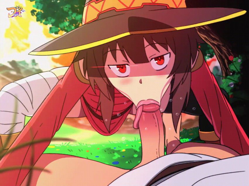 1boy 1girls animated blowjob blowjob_face d-art eye_contact gif kono_subarashii_sekai_ni_shukufuku_wo! male_pov megumin pov pov_eye_contact satou_kazuma straight tongue tongue_around_penis tongue_out tongue_out_blowjob