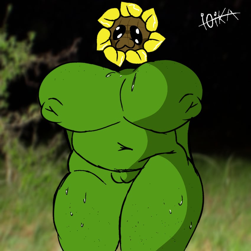 big_ass big_breasts fat fat_ass ioika_(artist) plants_vs_zombies pussy pvz sunflower sunflower_(pvz)