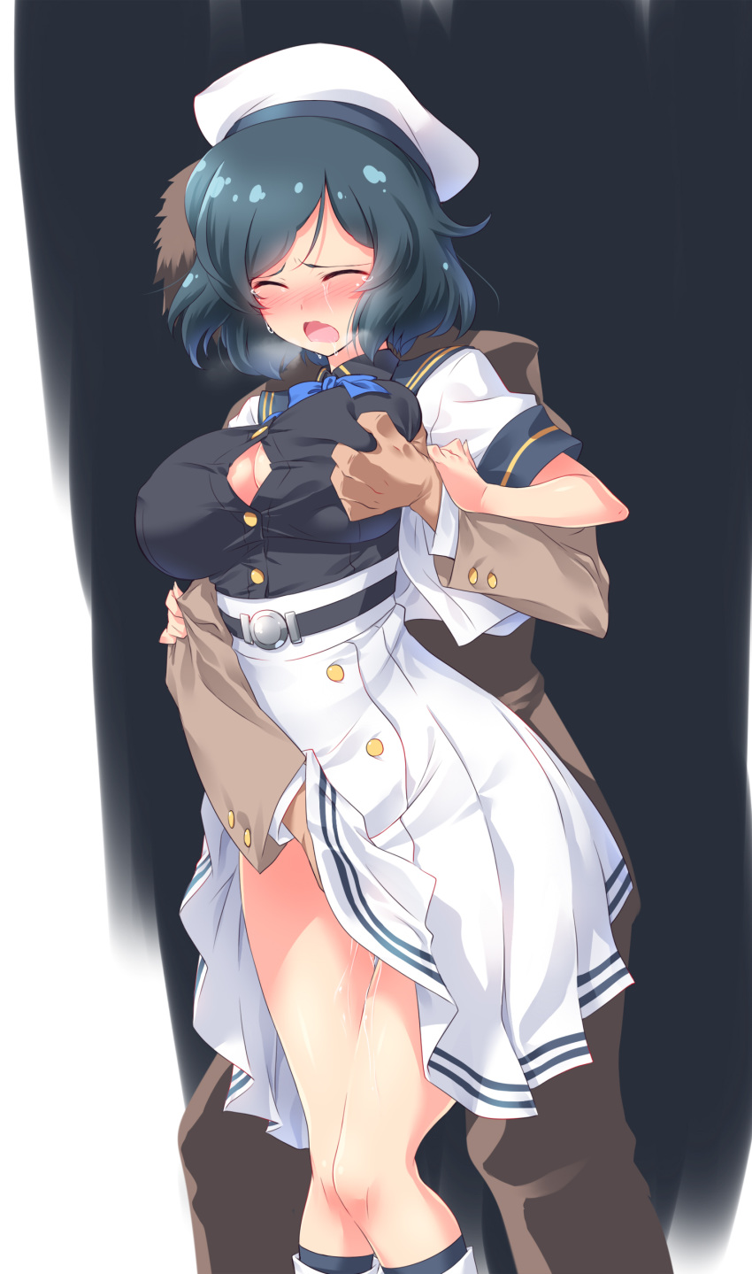 breast_grab fingering pussy_juice quzken skirt_lift tagme uniform