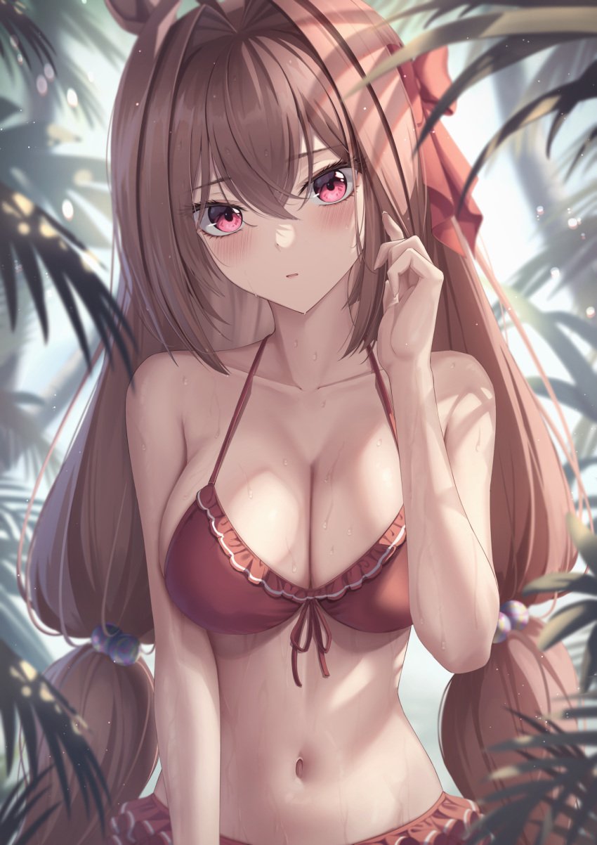 1girls animal_ear_fluff animal_ears belly belly_button bikini bikini_bottom bikini_only bikini_top blush blush_face blush_lines blushed_face blushing_at_viewer blushing_face blushing_female breasts brown_eyebrows brown_hair brown_hair_female busty busty_female busty_girl cleavage collarbone daiwa_scarlet_(trifle_vacation)_(umamusume) daiwa_scarlet_(umamusume) dot_nose dripping_wet elbows embarrassed embarrassed_exposed_female embarrassed_expression embarrassed_female female female_focus female_only fingernails fingers frilled_bikini frilled_bikini_bottom frilled_bikini_top frilled_swimsuit front-tie_bikini front-tie_bikini_top front-tie_top hair_between_eyes hair_ribbon head_tilt high_resolution highres large_breasts lean_body lean_figure light-skined_female light-skinned light-skinned_female light_skin light_skin_female light_skinned light_skinned_female long_hair looking_at_viewer marinesnow narrow_waist navel outdoor outdoors outside purple_eyes purple_eyes_female red_bikini red_bikini_bottom red_bikini_top red_hair_ribbon red_ribbon red_string_bikini red_swimsuit red_swimwear ribbon shoulders slender_body slender_waist slim_girl slim_waist soaked solo standing string_bikini swimsuit swimwear thin_waist tilted_head twintails twintails_(hairstyle) umamusume upper_body wet wet_belly wet_bikini wet_body wet_breasts wet_face wet_hair wet_legs wet_skin wet_thighs white-skinned_female white_skin