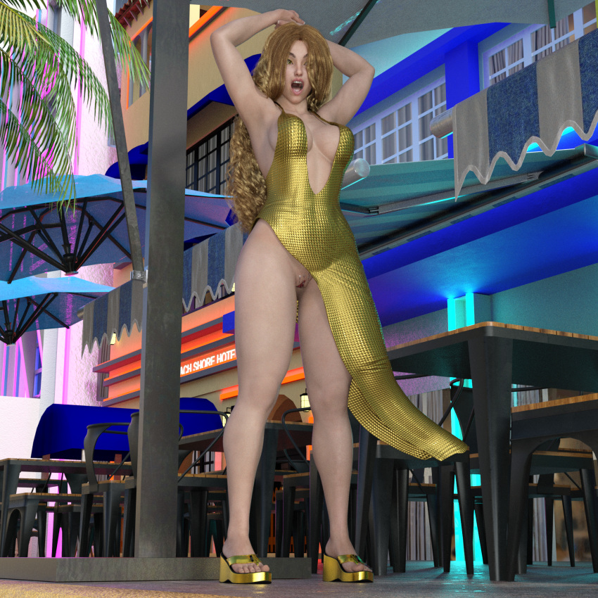 1girls 3d cum daz3d daz_studio dress high_heel_sandals no_panties pussy sandals takenofear