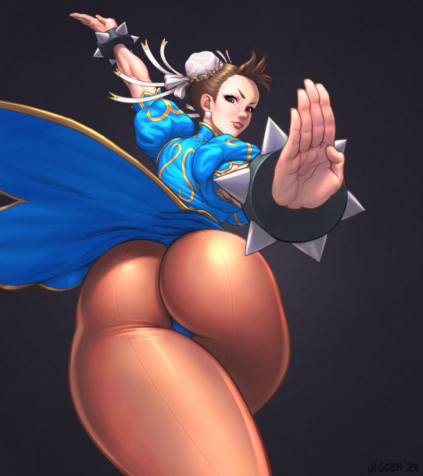 1female 1girls alternate_version_available ass big_ass big_butt capcom chun-li female female_focus female_only fighting_pose jiggeh kikoken pantyhose street_fighter tagme thick_thighs thighs