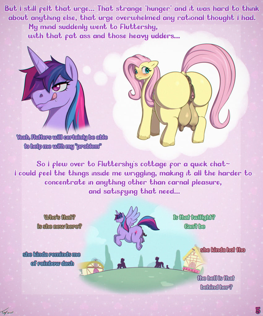 1_horn 5:6 absorption alicorn animal_genitalia animal_pussy anus ass assimilation big_butt big_udders blush clitoris comic corruption crotchboob cutie_mark english_text equid equine equine_anus equine_genitalia equine_pussy feathered_wings feathers female feral fluttershy_(mlp) friendship_is_magic fusion genitals group hasbro hi_res horn mammal multiple_scenes my_little_pony mythological_creature mythological_equine mythology nipples purple_body pussy quadruped rainbow_dash_(mlp) solo tail tentacle text toby_art tongue tongue_out twilight_sparkle_(mlp) udders wings