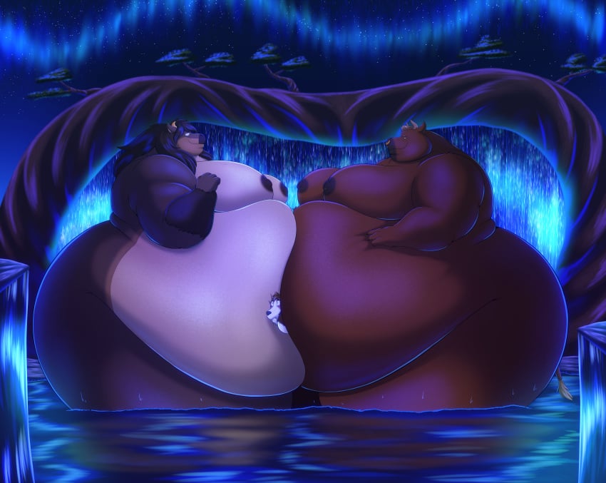 3boys ass ass_bigger_than_head aurora_borealis beagle belly_bigger_than_body belly_bigger_than_head between_bellies big_ass big_butt blush brown_body brown_fur canine chubby chubby_anthro chubby_belly chubby_male digital_drawing_(artwork) digital_media_(artwork) dog_boy fat_arms furry furry_male furry_only gay gay_male homosexual homosexual_male jeffrey_beagle_(robthehoopedchipmunk) larger_male male moobs moobs_bigger_than_head nipples non-human northern_lights nude nude_male obese obese_male ox ox_horns parker_(caplessmtndew) robthehoopedchipmunk sandwiched short_hair size_difference size_play smaller_male smothering smothering_belly squish squishing threesome tree trees water