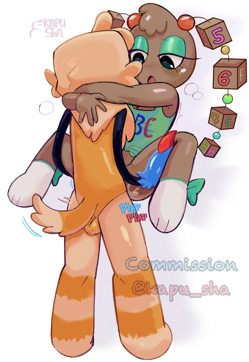1boy 1girls canon_x_oc chibi comission commission dandy&#039;s_world dandys_world female goob_(dandy&#039;s_world) kapu_pss male male/female male_penetrating male_penetrating_female oc plap plap_(sound) precum simple_background straight