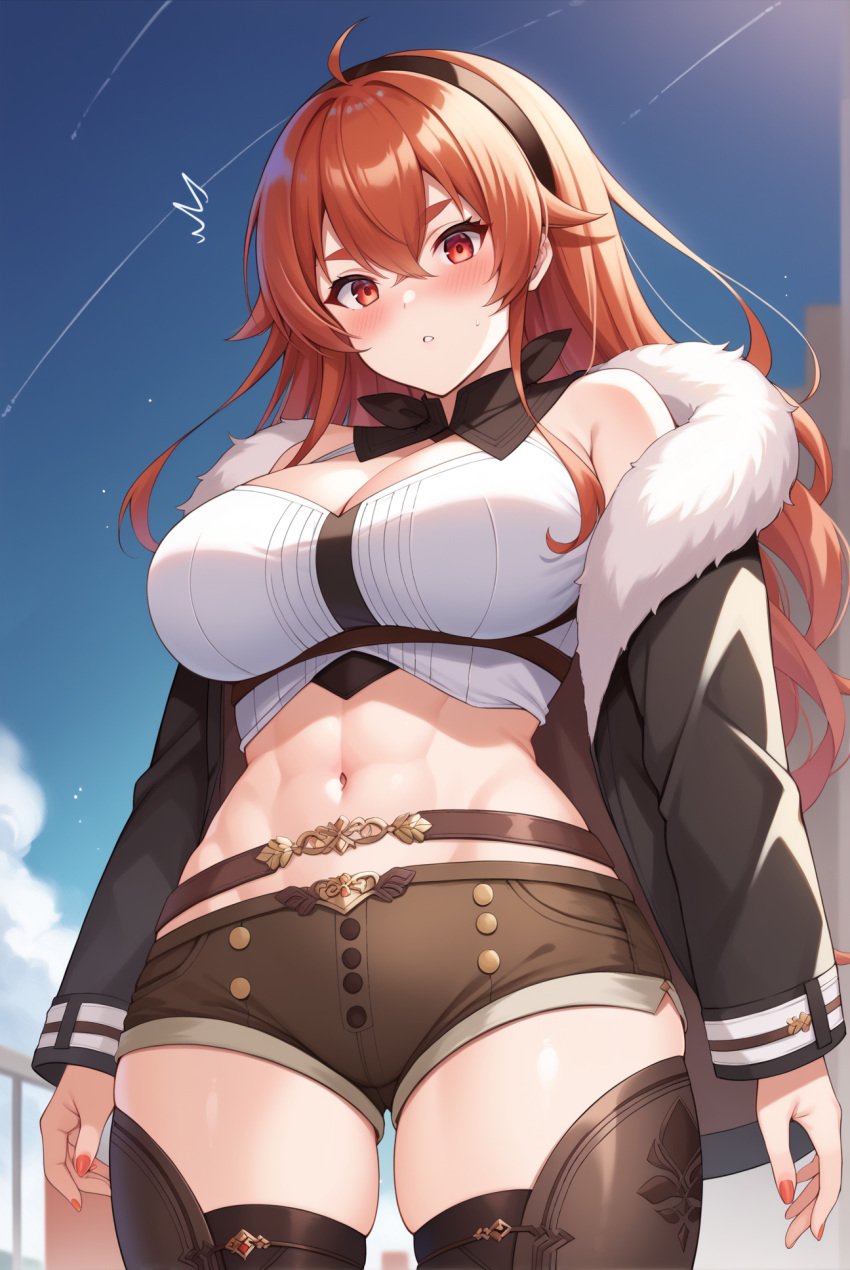 1girls ai_generated big_breasts eris_greyrat female female_only kawaii_waifus mushoku_tensei patreon preview red_hair solo