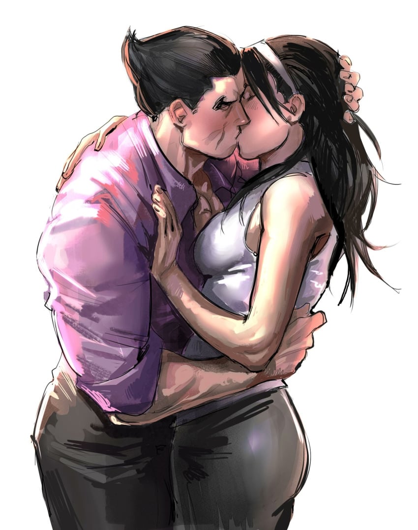 big_ass big_breasts husband_and_wife kazama_jun kazuya_mishima kissing milf orbuz228 tekken tekken_8 thick_thighs