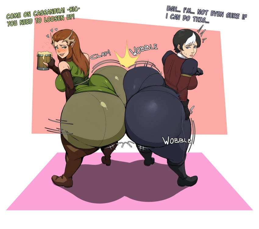 2024 2girls ass ass_bigger_than_head bottom_heavy cassandra_de_rolo english_text female_only keyleth monkechrome vox_machina