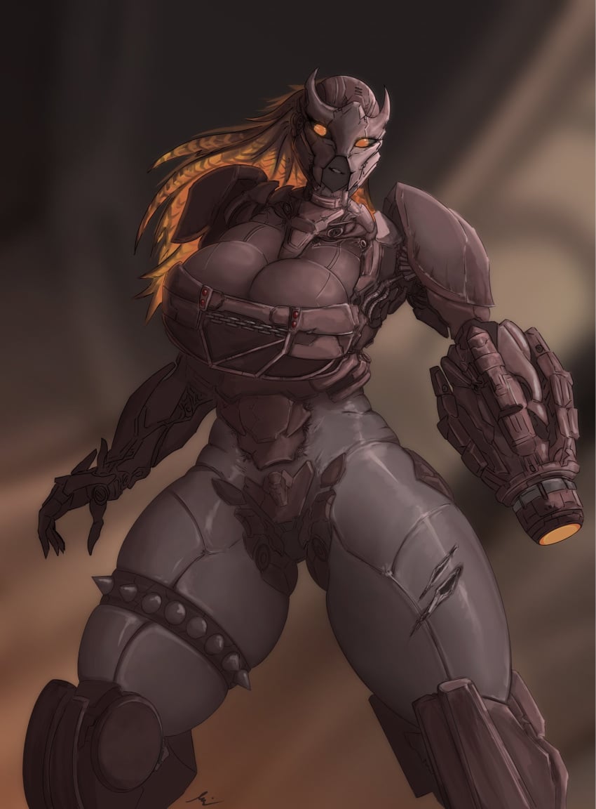 big_breasts female orange_eyes rule_63 scourge solo spikyart thick_thighs transformers transformers_rise_of_the_beasts weapon