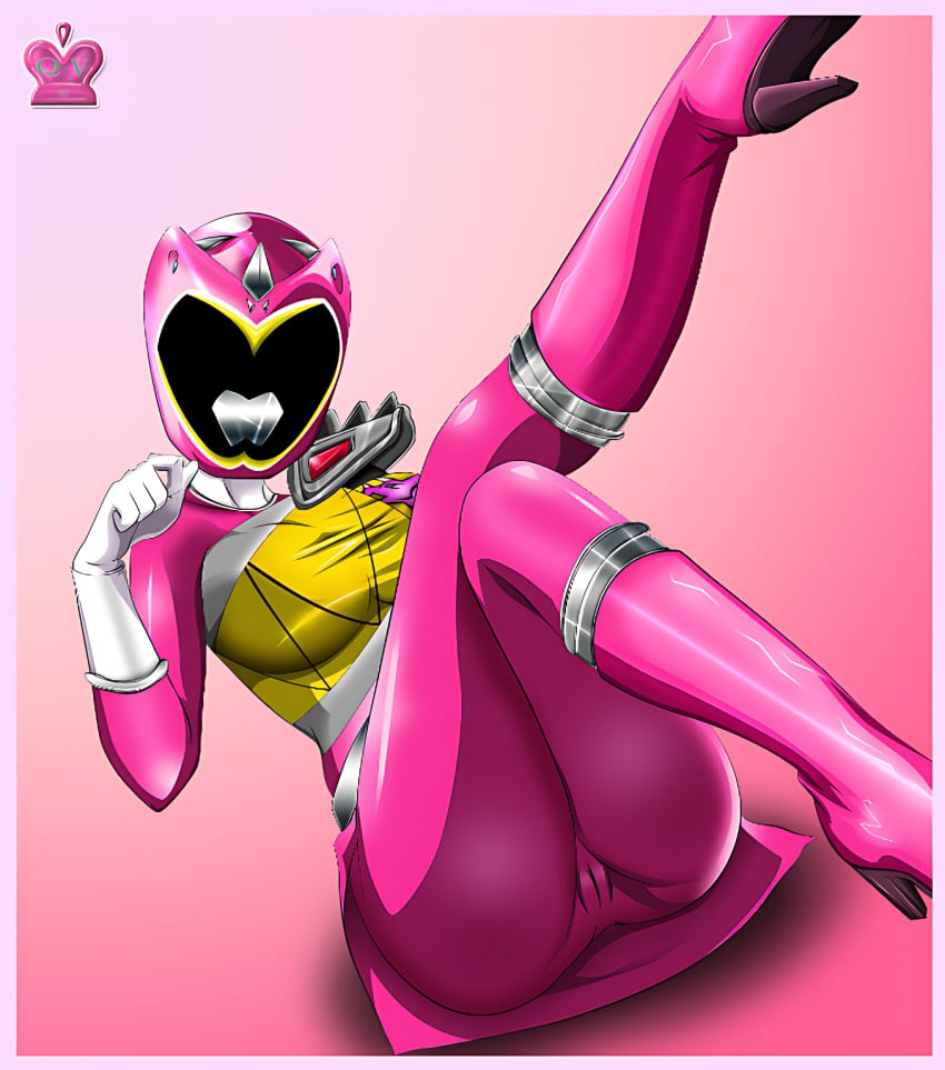 1girl 1girls 2017 2017s amy_yuzuki big_breasts boots breasts female female_focus female_only gloves gradient_background helmet high_heel_boots high_heels highres kyoryu_pink large_breasts legs looking_at_viewer pink_suit pink_theme power_rangers power_rangers_dino_charge power_rangers_dino_supercharge pussy queen_vegeta_69 shelby_watkins simple_background skirt solo super_sentai white_gloves zyuden_sentai_kyoryuger