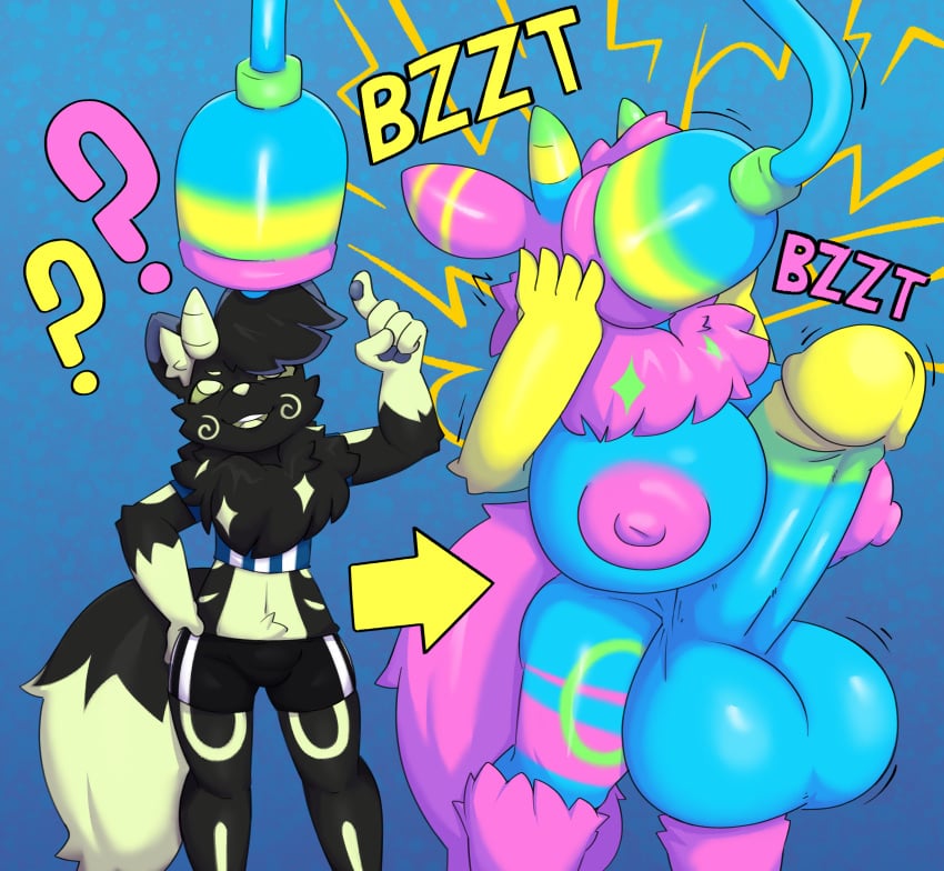 absurd_res anthro balls before_and_after big_balls big_breasts big_penis breasts chest_tuft deltarune femboy futanari futanari_transformation gender_transformation genitals gynomorph hi_res huge_balls huge_breasts huge_cock hybrid hyper hyper_balls hyper_genitalia hyper_penis intersex male mind_control penis razbunny solo transformation tuft undertale_(series) werewire