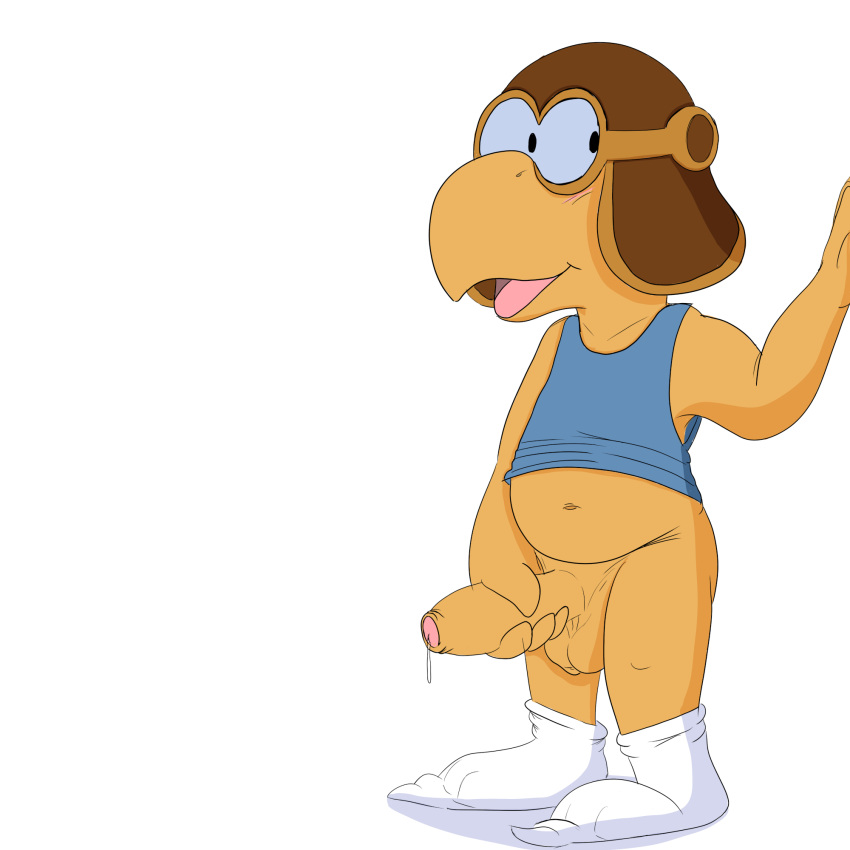 anthro balls blush bodily_fluids clothed clothing erection footwear foreskin genital_fluids genitals hand_on_wall hi_res koopa koopa_troopa leaking_precum looking_away male mario_(series) masturbation nintendo open_mouth pantsless pantsless_male paper_mario paper_mario:_the_thousand-year_door parakarry paratroopa partially_clothed penis precum presenting presenting_penis reptile scalie shirt slightly_chubby socks solo topwear turtle twerpishimp