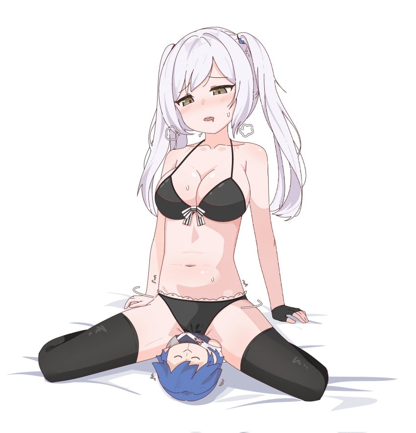 1girls ayanodesuu black_bra black_panties bra character_doll chrom_(fire_emblem) cleavage doll fire_emblem fire_emblem_awakening grinding large_breasts masturbation moving_hips nintendo panties plushie robin_(fire_emblem) robin_(fire_emblem)_(female) sitting_on_plushie thighhighs