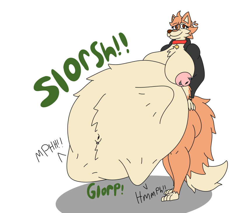 absurd_res ambiguous_gender ambiguous_prey anthro belly belly_fur big_belly big_breasts breasts bulge canid canine clothing collar digestion_noises female female_pred fox fur group hand_on_hip hi_res jacket mammal mandro22 muffled muffled_scream muffled_screaming muffled_sounds muffled_speech navel navel_outline navel_piercing nipple_piercing nipples obese obese_anthro obese_female overweight overweight_anthro overweight_female piercing rumbling_stomach sam_(imafetish) solo stomach_bulge tail topwear unseen_prey vore