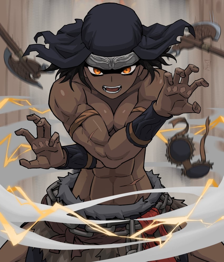 1girls abs athletic_female bra breasts cleavage convenient_censoring dark-skinned_female elden_ring female female_only fromsoftware muscular muscular_female nepheli_loux taking_clothes_off yatoza