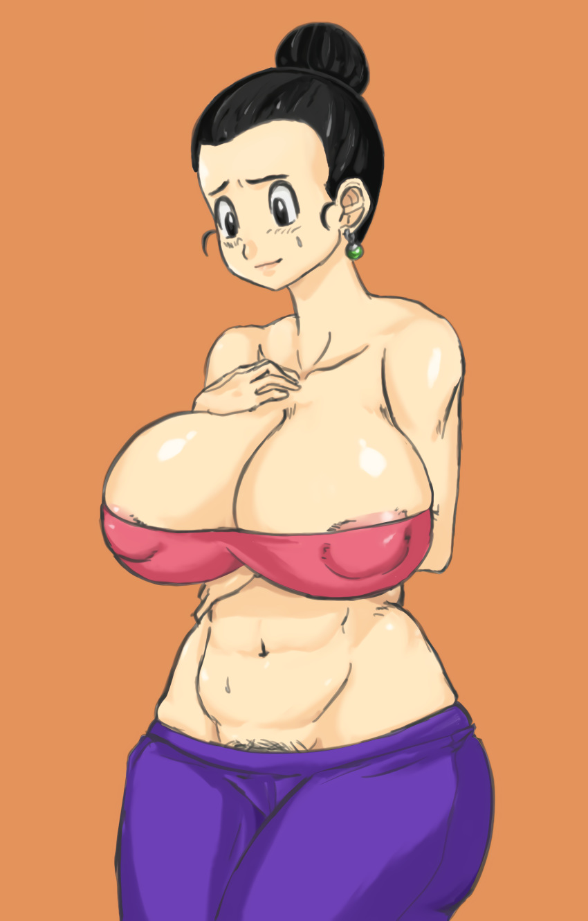 1girls abs big_breasts caulifla_(cosplay) chichi cosplay dragon_ball dragon_ball_super milf pubic_hair thick_thighs tied_hair wide_hips zahkey