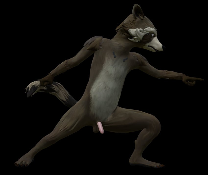 3d anthro disney front_view fur guardians_of_the_galaxy hi_res male male_only mammal marvel nude penis procyonid raccoon rocket_raccoon rockyrcoon solo