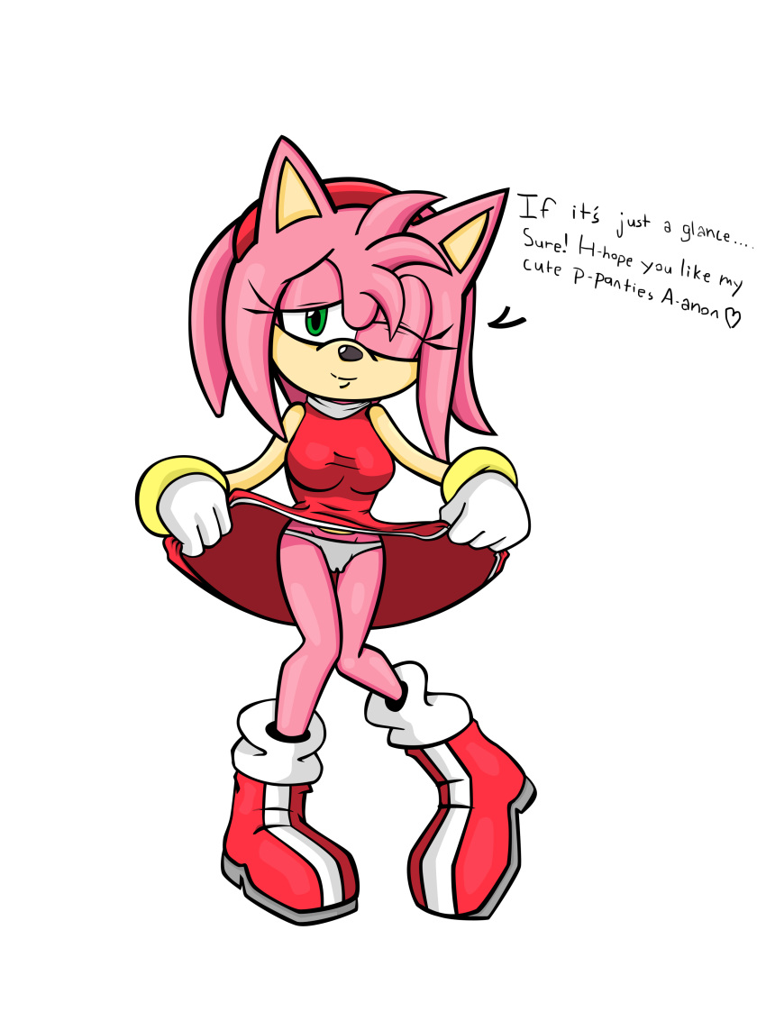 2019 absurd_res amy_rose anthro clothing eulipotyphlan female flashing hedgehog hi_res invalid_tag lewdsharx mammal panties sonic_(series) underwear