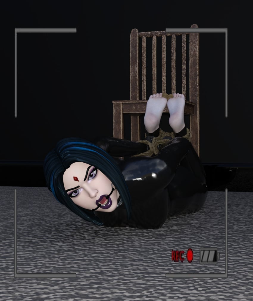 1girls 3d 3d_(artwork) angry_face artist_request ass barefoot basement black_hair bondage bondage_gear bound_toes breasts camera camera_pov camera_view captive captured captured_heroine chair dc dc_comics defeated defeated_heroine demon_girl eyeliner feet female female_only femsub filming foot_fetish forced fortnite fortnite:_battle_royale gag gagged goth goth_girl helpless hogtie hogtied jewel_on_forehead kidnapped latex latex_suit lipstick looking_at_camera looking_at_viewer lying_down lying_on_floor lying_on_stomach makeup multicolored_hair on_floor purple_eyes purple_hair purple_lipstick rachel_roth raven_(dc) raven_(fortnite)_(dc) recording regaliarender restrained ring_gag rope rope_bondage shiny shiny_clothes short_hair slave slavegirl soles solo teen_titans tied_toes tight_clothing toe_restraints toes toes_tied two_tone_hair unhappy_female video_camera video_recording