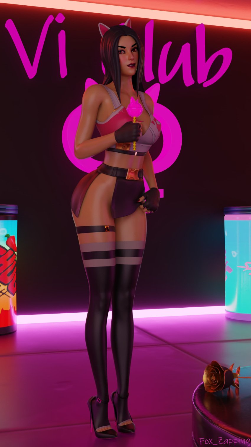 fortnite fox_ears hd high_heels looking_at_viewer skimpy_outfit standing vi_(fortnite)