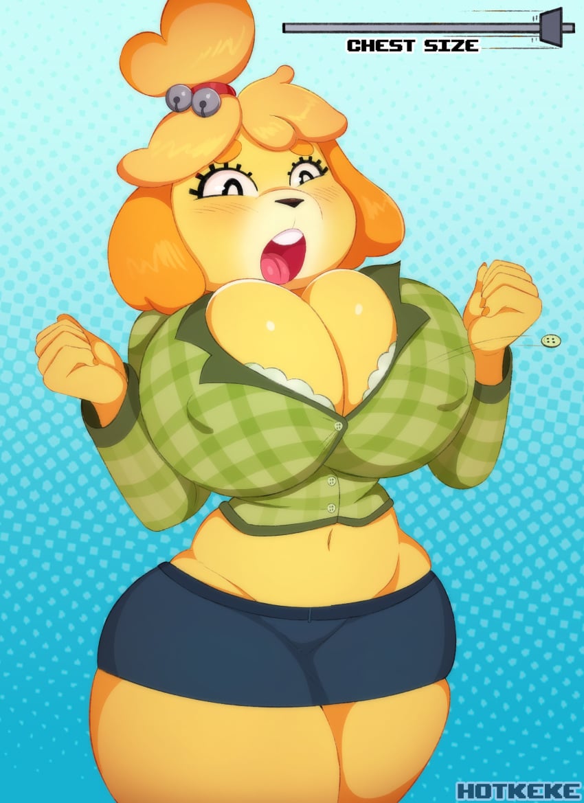 1girls 2019 animal_crossing anthro big_breasts black_nose body_slider breast_expansion breasts buckteeth bursting_breasts button_(disambiguation) canid canine canis character_customization cleavage clothed clothing curvy customization domestic_dog erect_nipples female female_only fully_clothed fur furry high_res hotkeke huge_breasts isabelle_(animal_crossing) mammal miniskirt navel nintendo nipple_bulge nipples open_mouth shih_tzu slider solo surprise teeth toy_dog video_games wardrobe_malfunction wide_hips