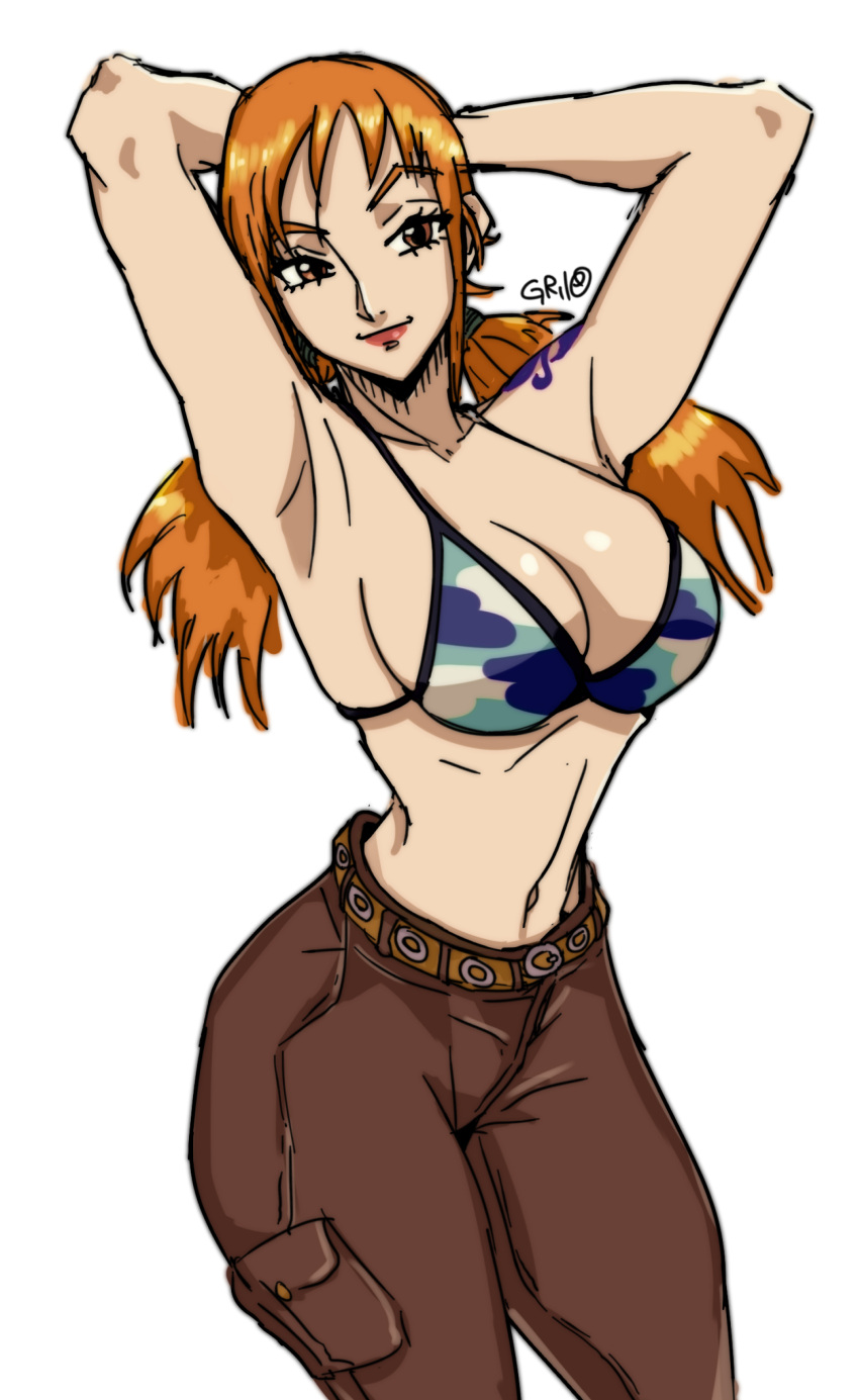 female female_only nami nami_(one_piece) one_piece pants post-timeskip solidusgrilo solo solo_female solo_focus