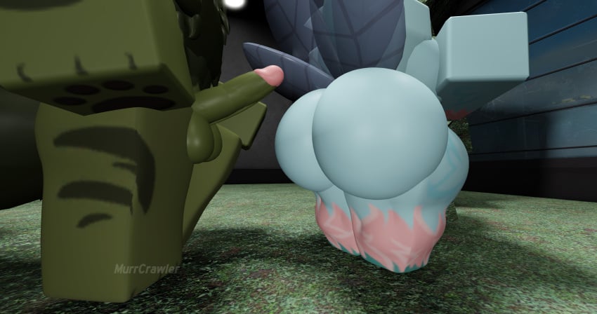 3d azarue_(kaiju_paradise) erection fat_ass female figs_(kaiju_paradise) gootraxian kaiju_paradise leaning_on_object murrcrawler penis roblox roblox_game robloxian self_upload tagme thick_thighs twink watermark