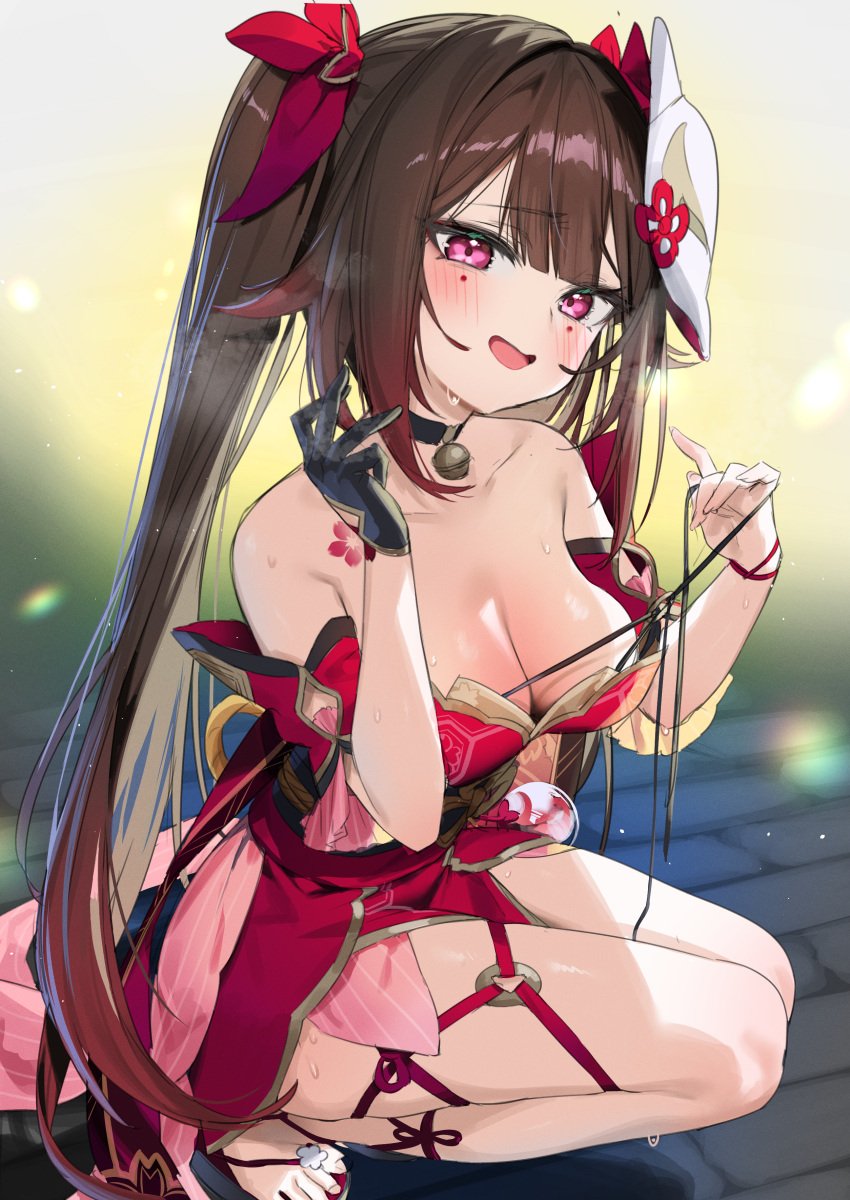 absurd_res bare_shoulders blush blush_lines breasts brown_hair cute cute_expression cute_eyes cute_face cute_girl dress glove honkai:_star_rail honkai_(series) horny_female hoyoverse imminent_cumshot itohana legs legwear long_hair magenta_eyes mihoyo necklace neckwear no_bra ornament red_dress red_eyes round_breasts sitting sparkle_(honkai:_star_rail) sunburn sweat sweatdrop sweating sweaty sweaty_body thick thick_body twintails