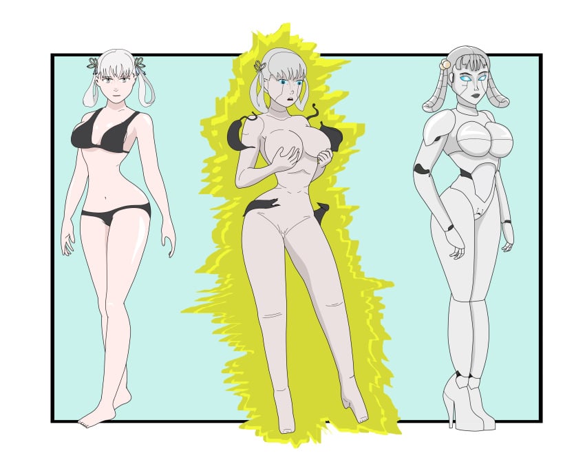 ass breasts female hair_color_change identity_death ihmakk jinhsi_(wuthering_waves) robot_girl robot_humanoid robotization skin_color_change thighs transformation transformation_sequence wuthering_waves