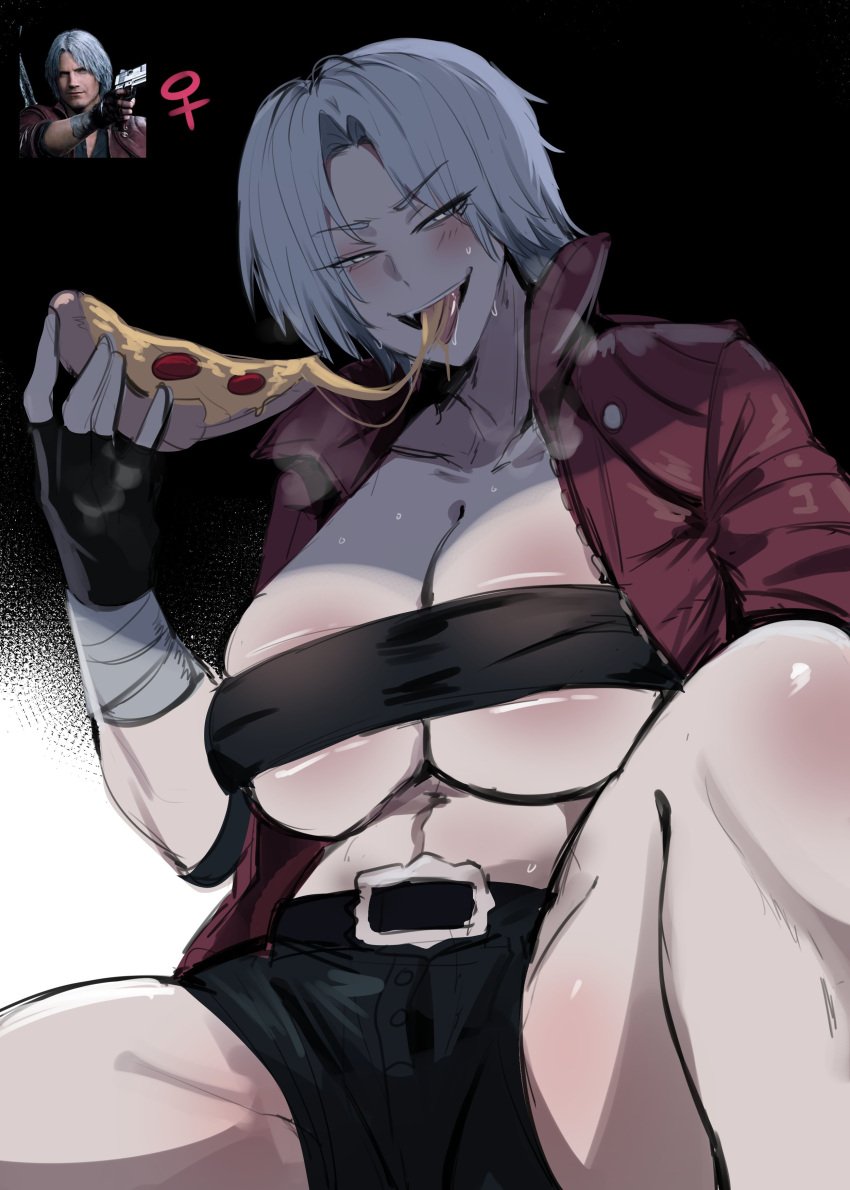 1girls cleavage dante_(dmc:_devil_may_cry) devil_may_cry female female_only kurenaiz1 large_breasts rule_63 solo solo_female